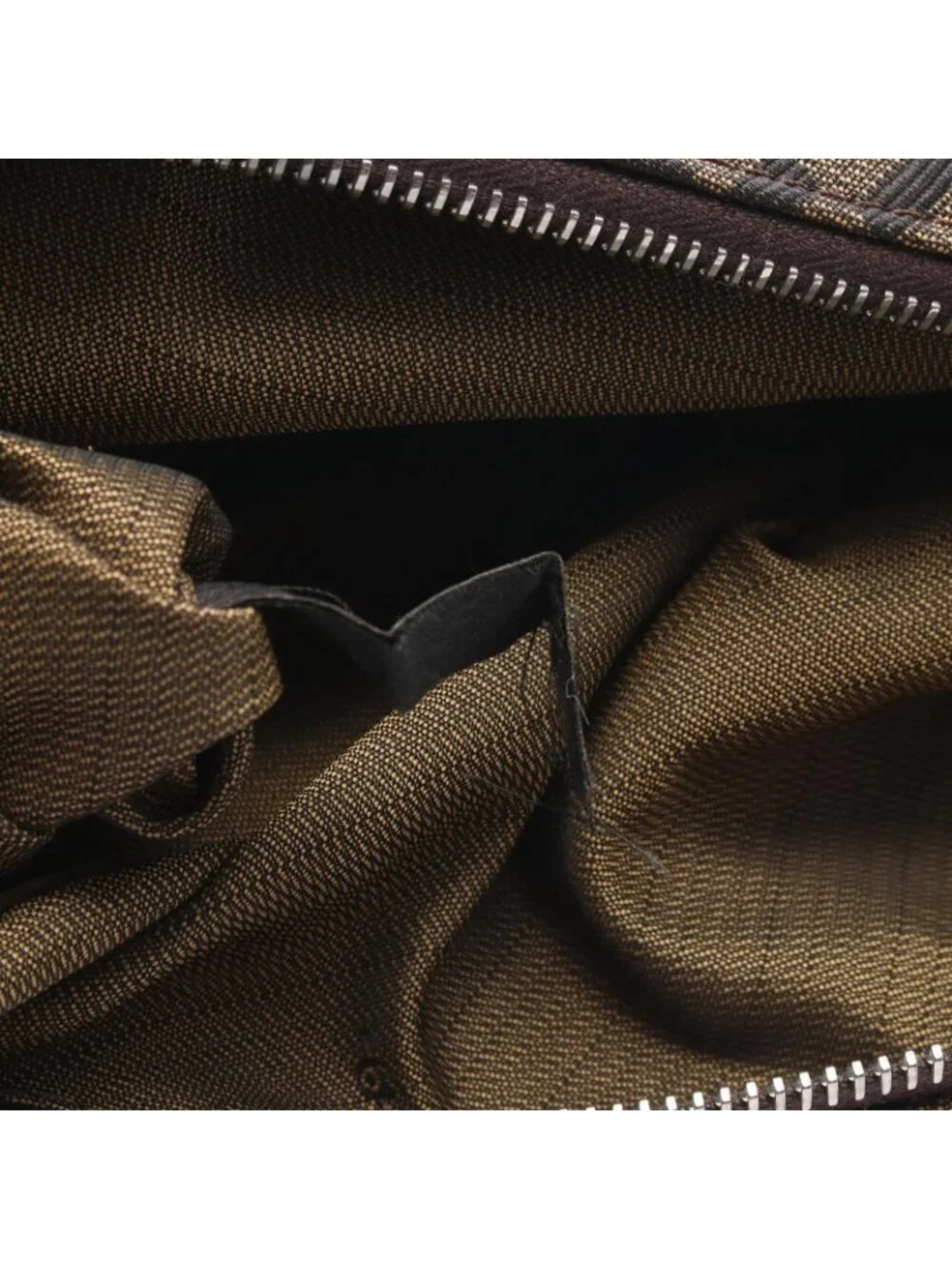 Fendi Shoulder Bag Zucca Brown Black Canvas Leather